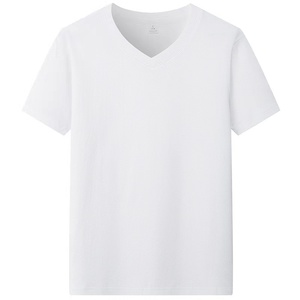 V-Neck Short Sleeve <b>T</b>-<b>Shirt</b> 100% Cotton Plain Dyed Solid Color Unisex Regular Fit Adults Summer Seasons - Product Image 2