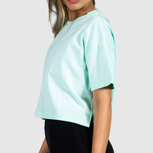 Tops courts pour femmes 100% coton écologiques, légers, style streetwear, séchage rapide, respirants, anti-plis, teinture unie, tendance du moment - Product Image 4