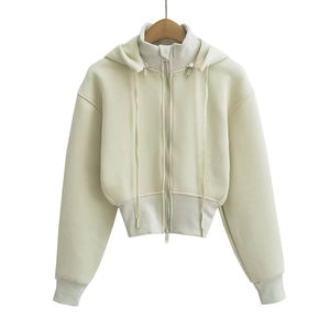 Sudadera corta con capucha para mujer, manga larga, estampado abstracto, tejido de poliéster, ropa informal de primavera - Product Image 5