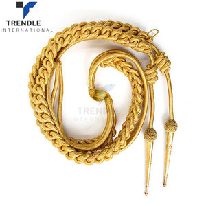 Aiguillette de hombro para uniforme ceremonial, hecha a mano con hilo de alambre plateado y puntas metálicas, diseño personalizable, nailon. - Product Image 2