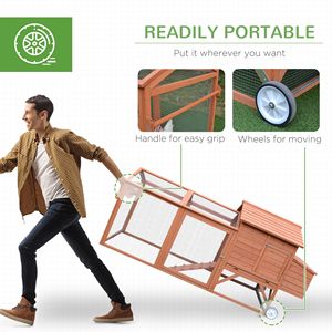 Pollaio in Legno Tipo H & A da 245 cm, Casetta Portatile per Galline con Nido, Gabbia per Polli da Esterno con Ruote Portatili - Product Image 6