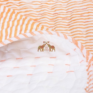 Plam Tree Impreso Cototn Kantha manta de bebé algodón Reversiable bloque de mano estampado personalizado edredón de bebé hecho a mano edredón ligero - Product Image 2