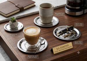 ที่รองแก้วสแตนเลส ที่วางเครื่องดื่มทรงกลม อุปกรณ์เสริมเครื่องใช้ - Product Image 3