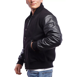 Chaqueta bomber clásica de satén para hombre, con cierre, lisa, personalizada con serigrafía, estilo piloto, color negro. - Product Image 1