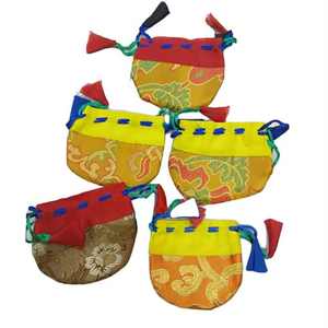 Silk Traditional Jewelry Oval Engraved Florals Packing <b>Pouch</b> - Product Image 3