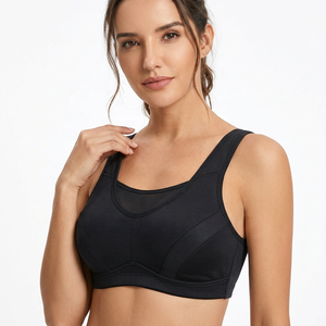 Soutien-gorge de sport pour femme à maintien élevé, noir, dos croisé, avec empiècements en mesh, séchage rapide, respirant, pour gym, yoga et fitness - Product Image 4
