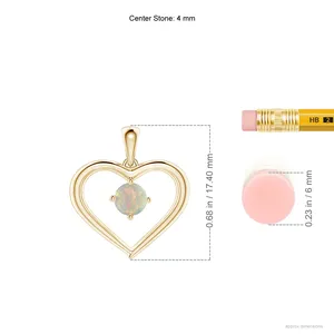 14K <b>Solid</b> <b>Gold</b> Natural Round Opal Solitaire Open Heart <b>Pendant</b> 2026 New Arrival Romantic Lover's Gift Fine Jewelry <b>Gold</b> <b>Pendant</b> - Product Image 2