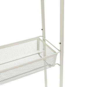 Chariot de rangement de salle de bain à 3 niveaux, fin et mobile, avec crochets, en métal blanc et fer - Product Image 3