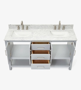 Meuble-lavabo de salle de bain personnalisé Sarah 61 pouces, double vasque, 4 options de finition, directement de l'usine au Vietnam - Product Image 5