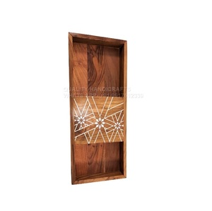 Traditional Handmade Wooden <b>Tray</b> with Mother of Pearl Inlay Elegant Dishwasher Safe for <b>Tea</b> Serving During Ramadan Gatherings - Product Image 3