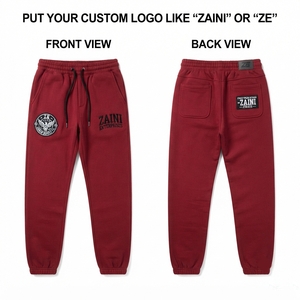 <b>Men</b> <b>Jogger</b> <b>Pants</b> Premium 320 GSM Cotton Blend Fleece Maroon Sweatpants Custom Embroidered Logo Rib Cuffs Pockets Streetwear Fit - Product Image 1