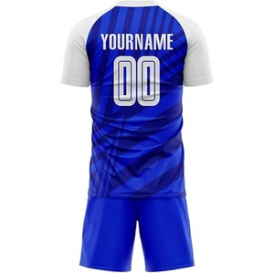 Conjunto de Camiseta de Fútbol Sublimada Personalizada para Hombre, Azul y Blanco, Nombre del Equipo 00, Absorbe la Humedad, Manga Corta, Ajuste Atlético, para Todas las Temporadas - Product Image 2