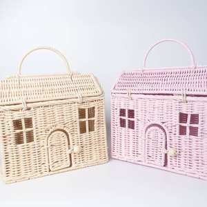 Innovadora casa en forma de color personalizado especial bolsas de regalo de cumpleaños para niños juguetes de ratán hechos a mano bolsa de almacenamiento cesta - Product Image 4