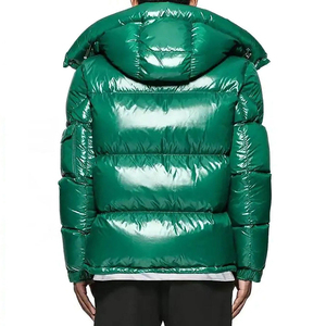 Wholesale Fashion Goose Men's Bubble Quilted Jacket Streetwear Winter Comfortable Customized Shiny Detachable Hood Adjustable - Product Image 2