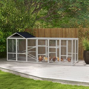 Pollaio in Legno Grigio per 6 Galline 124x122x32 cm con Spazi di Stoccaggio, Posatoi e Accessori Essenziali per la Pollina - Product Image 2