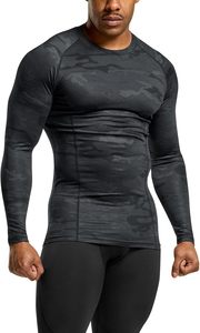 Haut de compression à manches longues pour homme, motif camouflage, protection UV, coupe ajustée, idéal pour l'entraînement, le yoga, la natation, le surf et les activités sportives - Product Image 6