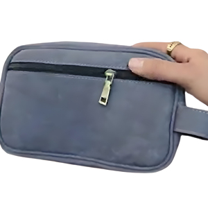 Simple Neoprene Cosmetic <b>Case</b> Medium Size Zipper Closure Portable Travel <b>Organizer</b> Beige Color - Product Image 6