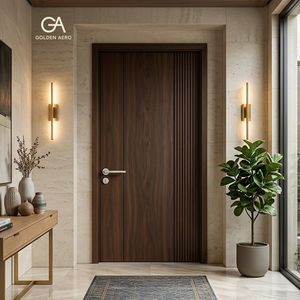 Puerta Interior de Madera Maciza Escandinava GA-04L con Diseño Ranurado para Apartamento, Directo de Fábrica, Alta Calidad - Product Image 1