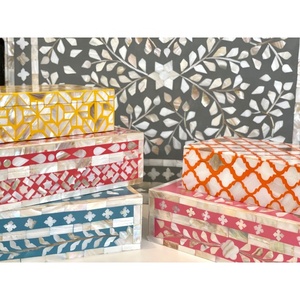 Custom Ramadan <b>EID</b> Mother of Pearl Inlay Handmade Storage Craft Wooden Box Mother of Pearl Black <b>Boxes</b> Handmade in Viet Nam - Product Image 3