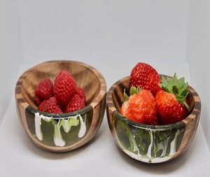 Cuenco Decorativo Hecho a Mano de Resina Epoxi y Madera de Acacia, Textura Natural, Fusión de Resina Transparente, Libre de BPA, para Diseño - Product Image 4