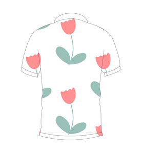 เสื้อโปโลแขนสั้นพิมพ์ลายดอกทิวลิปสีขาวสำหรับบุรุษแฟชั่นฤดูร้อนลำลอง - Product Image 2