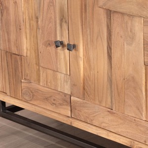 Vandana Autumn Value 2-door <b>sideboard</b> with acacia wood inset fronts Puzzle 120 cm - Product Image 4