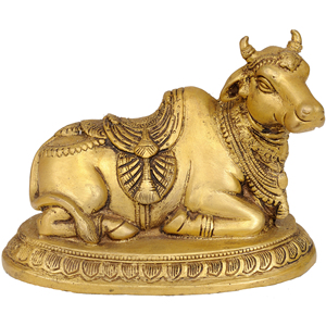 Handmade 6 Inches Brass Nandi Sculpture the Vehicle of <b>Shiva</b> Made in India for Gifting - Product Image 1