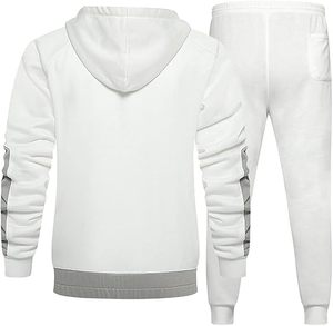 Wholesale Custom Plain <b>White</b> Zipper Hoodie And Sweatpants Trouser Tracksuit Set <b>Joggers</b> Set Running Gym Fit Hooded Track Suits - Product Image 6