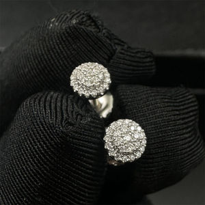 Pendientes de Plata de Ley 925 con Moissanita Circular, Alta Calidad, Corte Redondo VVS, Diamante de Laboratorio, Unisex, Estilo Hip Hop, Joyería Fina - Product Image 1