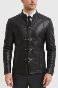 Gothic Cross Patch Leather Bomber <b>Jacket</b> Handmade <b>Punk</b> Rock Streetwear - Product Image 1
