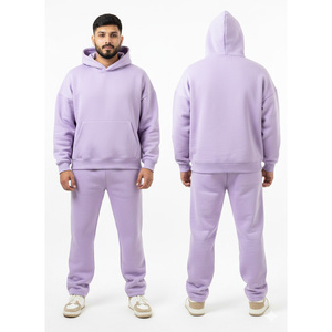 Manufacturer <b>Blank</b> Plus Size Casual Breathable Sweatpants Hoodie Set Men OEM Embroidery Piping Design Reversible Fleece Track - Product Image 2