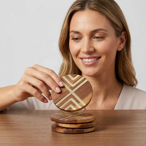 Handmade Luxury Bone Inlay Eco-Friendly Heat Resistant Oil Proof Extra Large Customizable Tea Coaster <b>Set</b> Rustic Coffee Table - Product Image 1