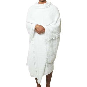 Ensemble Ihram personnalisé avec logo pour hommes, vêtements ethniques traditionnels islamiques, vêtements musulmans arabes pour le Hajj et l'Omra, serviette en coton Ihrams respirante - Product Image 1