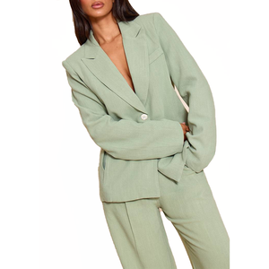 Blazer Vert Menthe Sur Mesure pour Femme, Veste de Travail Décontractée à Bouton Unique, Costume Élégant pour Dames, Manteaux de Mode, Vente en Gros OEM ODM - Product Image 4