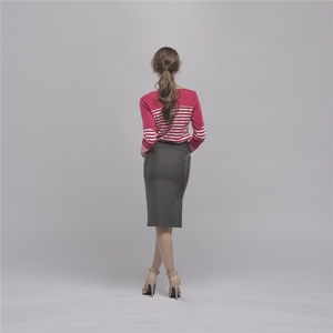 ODM Work Office <b>Pencil</b> Polyester Cotton Gray Skirts for Women - Product Image 5