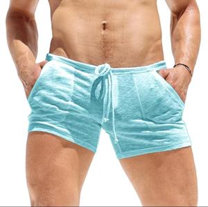 Pantalones Cortos Casuales para Hombre, de Color Sólido, Tejido Satinado de Poliéster, con Logotipo Frontal, Cordón Ajustable, Cintura Media, Transpirables, con Bolsillos - Product Image 5