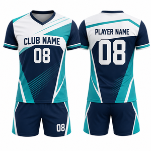 Ensemble de maillots de volley-ball personnalisés MEGAMAPLE unisexe, bleu marine, vert turquoise, blanc, respirant, durable, uniforme d'équipe adulte avec coutures sans couture - Product Image 1