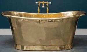 Bañera Ovalada Independiente de Cobre con Acabado Cepillado para Hotel y Villa - Product Image 3