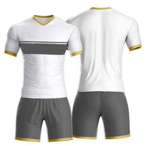 White Gray Soccer Jersey Set Men Soccer Fan Jersey Set and Rugby Uniform Set Soccer Fan Jersey Sports Wear Uniform Set - Product Image 1