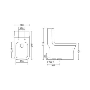 Inodoro de esquina de una pieza, elegante y moderno, de porcelana blanca, 640x360x725mm, inodoro de cerámica para uso comercial en baños. - Product Image 3
