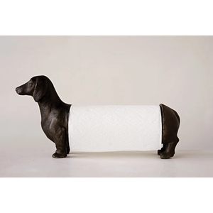 Support de papier essuie-tout en métal rétro en gros, figurine de teckel en fonte, organisateur de cuisine, sculpture sur le thème des animaux de la ferme - Product Image 1