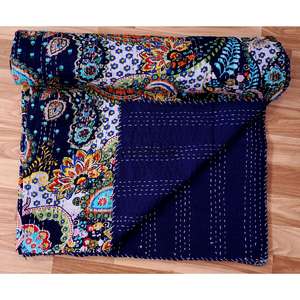 Colcha Kantha de Algodón Orgánico, Cubrecama Reversible Cómodo, Cubrecama Tradicional de Lujo de la India, para Hotel, Doble - Product Image 4