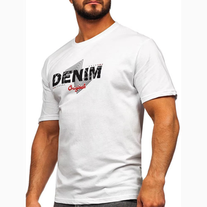 T-shirt blanc à manches courtes pour homme, col rond, coupe classique, jersey de coton, logo imprimé Denim Originals, style décontracté - Product Image 6