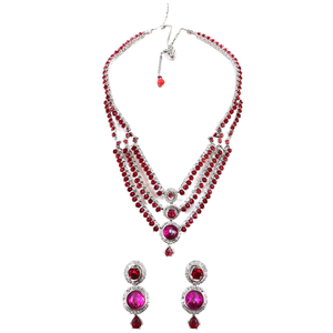 Ensemble collier et boucles d'oreilles Maang Tikka en argent plaqué, style traditionnel multi-couches avec pierres, pour femmes - Product Image 1