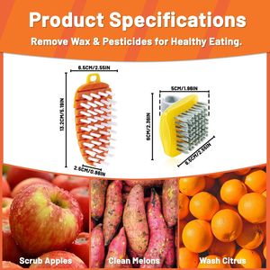 Paquete de 2 Cepillos Flexibles en Forma de Zanahoria para Limpiar Frutas y Verduras, Cepillo para Patatas, Anillo de Cocina para Limpiar Frutas - Product Image 5