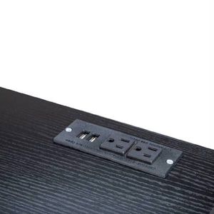 Scrivania per Computer in Truciolato Effetto Legno Nero con Tessuto Non Tessuto, 2 Prese di Corrente, 140x50x86cm, Ripiano Multistrato e Cassetto - Product Image 6