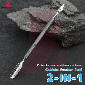 Outil de manucure double face en acier inoxydable : repousse-cuticules, nettoyeur d'ongles et coupe-cuticules - Product Image 4