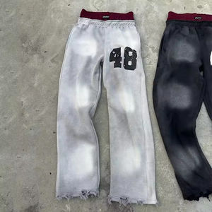 Pantalones de chándal unisex de cintura media, corte recto acampanado, ligeros, casuales, holgados, lisos, de pierna ancha, de algodón/spandex, estilo francés - Product Image 5