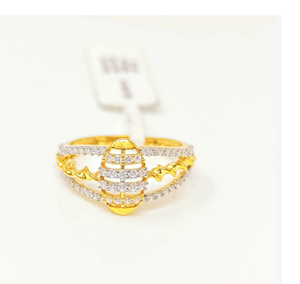 22K Solid Gold Oval Lattice <b>Ring</b> for Women Real Gold Cubic Zirconia Statement <b>Ring</b> Luxury <b>Indian</b> Wedding Bridal Jewelry - Product Image 2