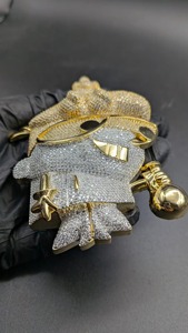 Pendentif Pirate avec Strass en Argent 925, Moissanite et Alliage de Zinc, Style Hip-Hop, Breloque Unisexe, Cadeau - Product Image 2